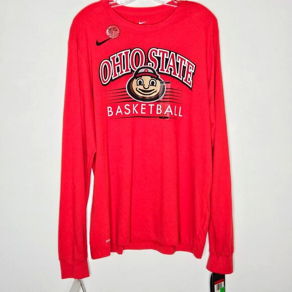 Ohio State University Shirt Mens Large Nike Dri Fit Basketball Long Sleeve Tee - Picture 1 of 11